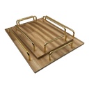 Tray 2Pc Wooden Rectangle With Gold Handle RHW-3104