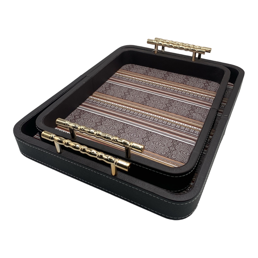 Tray 2Pc Leather Geometric Pattern RHW-3013A