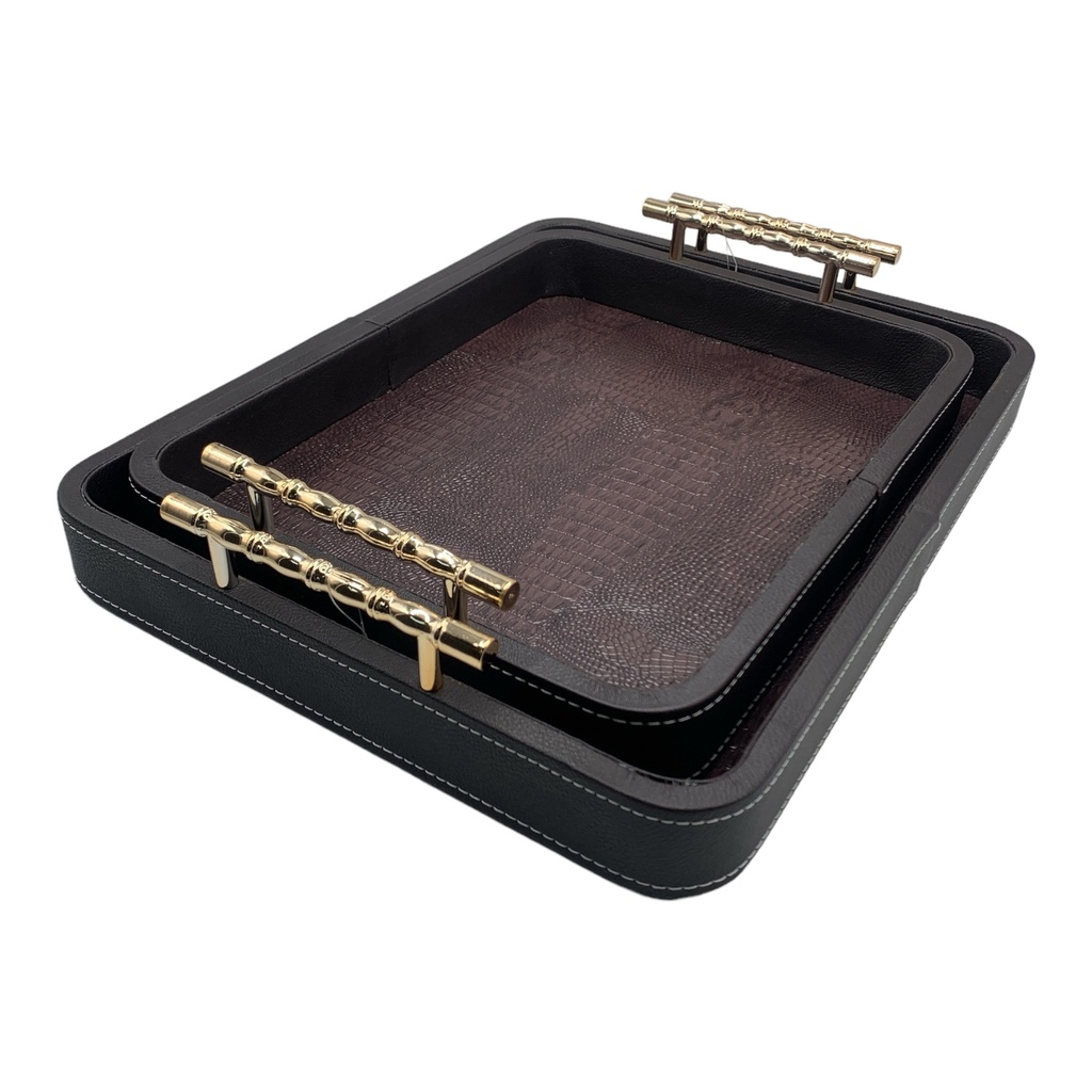 Tray 2Pc Leather Reptile Pattern RHW-3013B