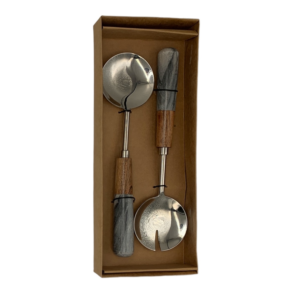 Salad Server 2Pc Set Wood/Marble Handle DT VE-1003