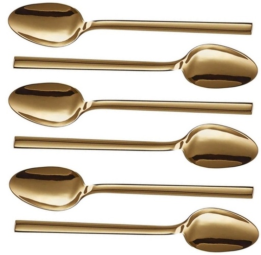 [AD09731] Teaspoon 6pc Square Handle Colours Stainless Steel-Dcs72 (Gold)