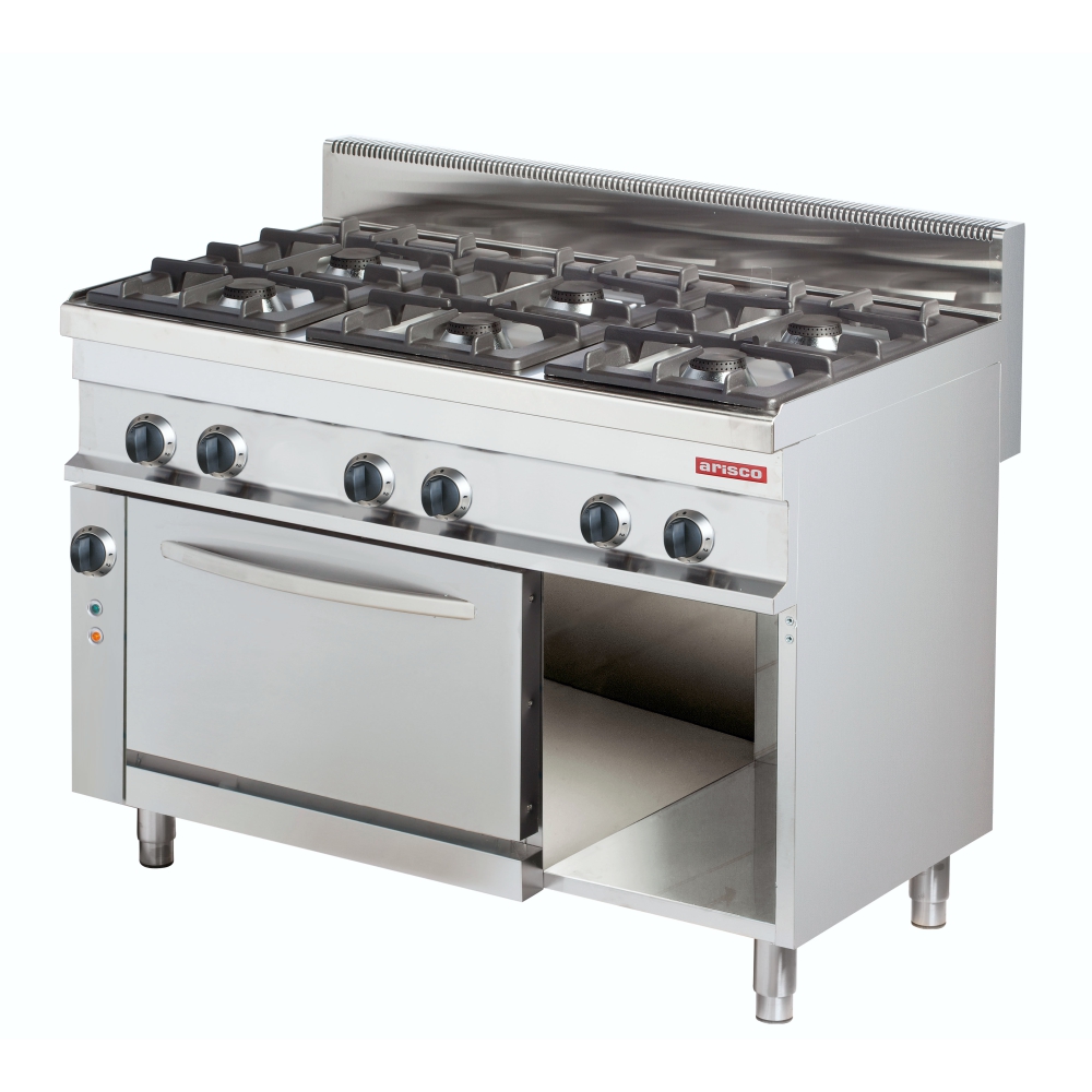 6 Burner Gas Cooking Range With Electric Convection oven & cabinet