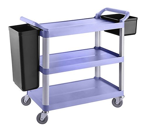 Plastic Tea Trolley - 3 Tier, With Bins