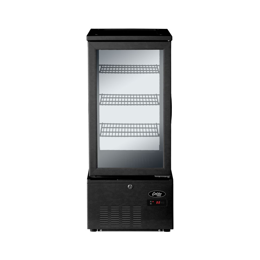 Refrigerated Glass Display Cabinet - 74Lt, Black