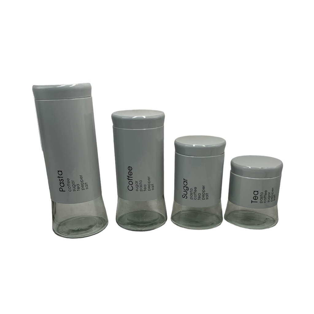 Cannister 4PC Set With Writing Glass/SS CH964/CH965