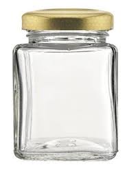 Jar 200ml Honey Glass Square with Lid JAR119