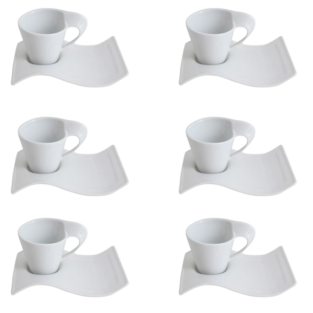 Cup & Saucer Set 12pc Porcelain Wave 2024-092