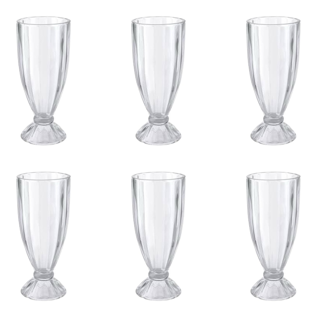 Milk Shake Glass 6pc 300ml 17.5x7.5cm Classic 2024-099