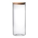 Canister 20x8.5cm Borosilicate Glass With Wooden Lid 2023-096