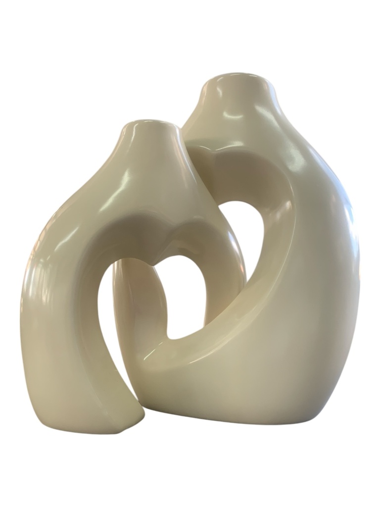 Vase 2pc Couple Set Ceramic Cream LTC-76