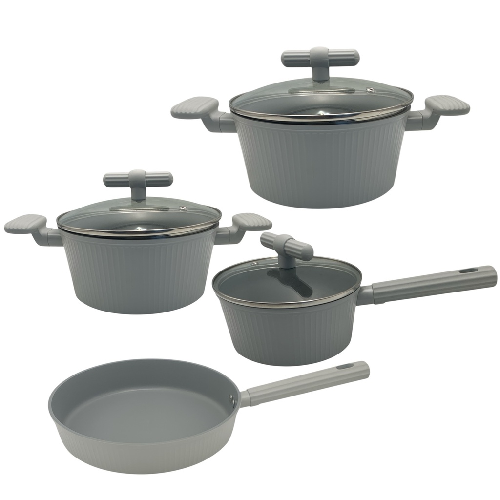 Pot Set 7pc Non-Stick Ceramic Coating Aluminum Cookware Pumpkin Pattern CH1057