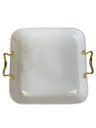 Plate 31x31x4cm Porcelain With Gold Handles BJ2408006