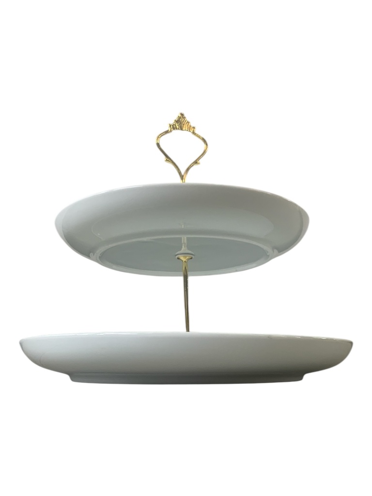 Cake Stand 2T Porcelain Round White BJ2405054