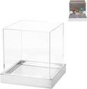 Gift Box 25x25x25cm 3mm Acrylic Clear with White Base