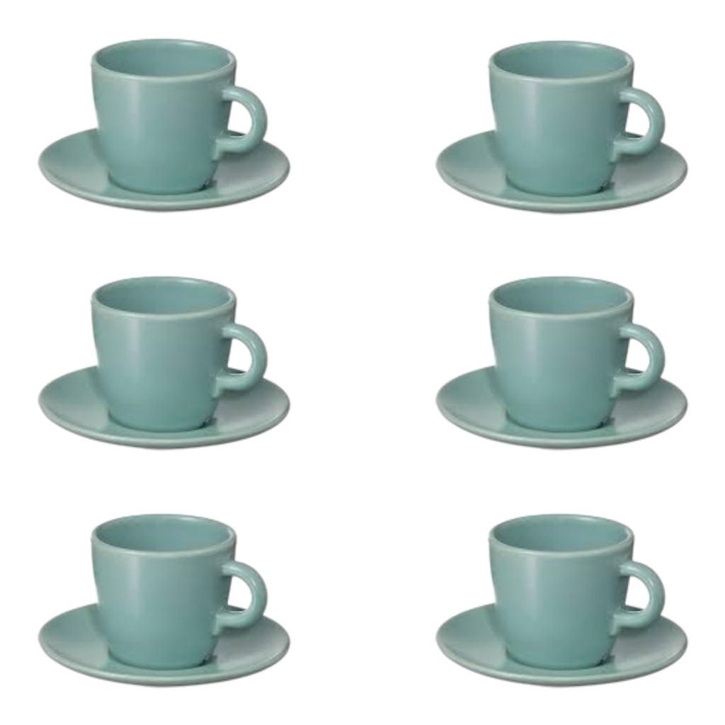 Cup & Saucer 250ml 12pc Set Stoneware - 1014