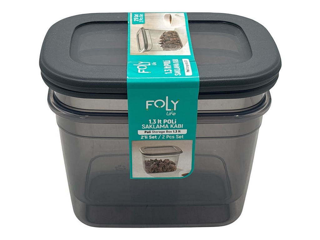 Storage Box 2pc Set 16.5x12x12cm 1.3lt food Container Plastic With Lid BNM-7758