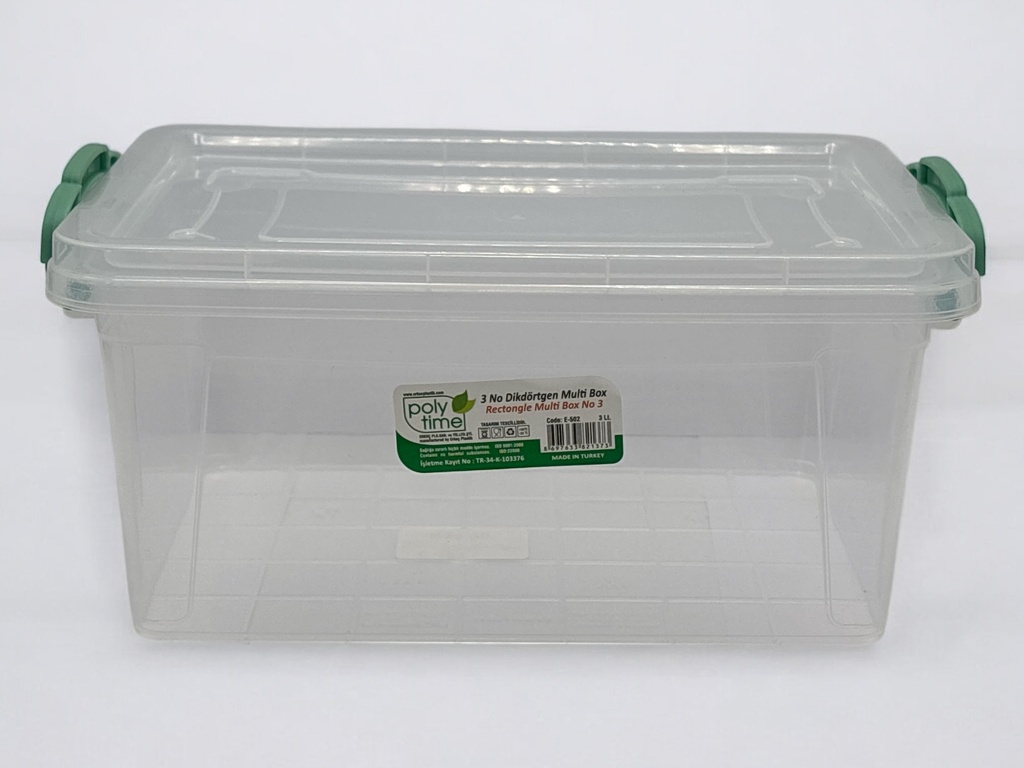 Storage Box 25x17x12cm 3lt Deep Multiuse Container Plastic With Lid E-502