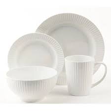 Dinner Set 16Pc White Embossed Yc16Pc