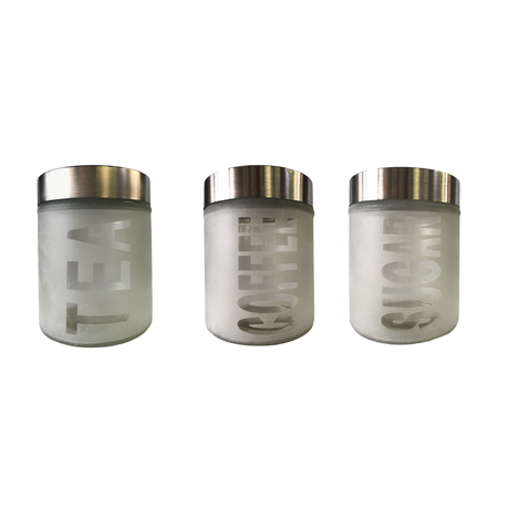 Cannster Set 3 pc T/C/S Frosted Glass With Steel Lid RHW40554F