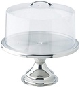 Cake Stand Stainless Steel (17.5Hx32D Cm) And Acrylic Dome (14Hx30D Cm) Premium Set