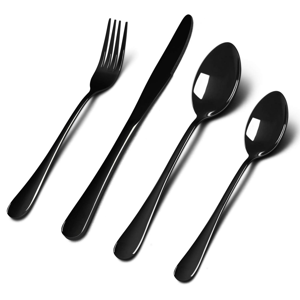 Cutlery Set 24Pc Teardrop Black