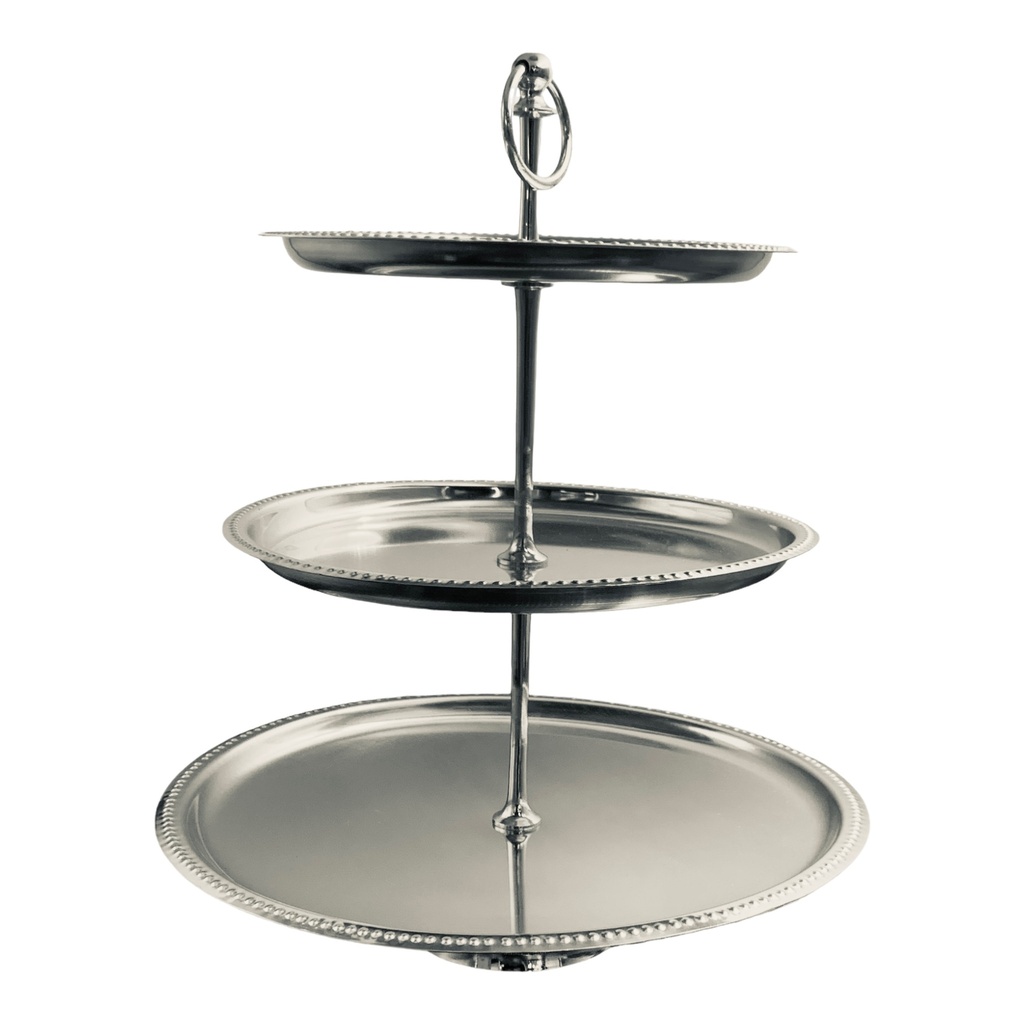 Cake Stand 3T 39Hx32D Cm Round Stainless Steel With Dots 32/26/22Cm Erm1347