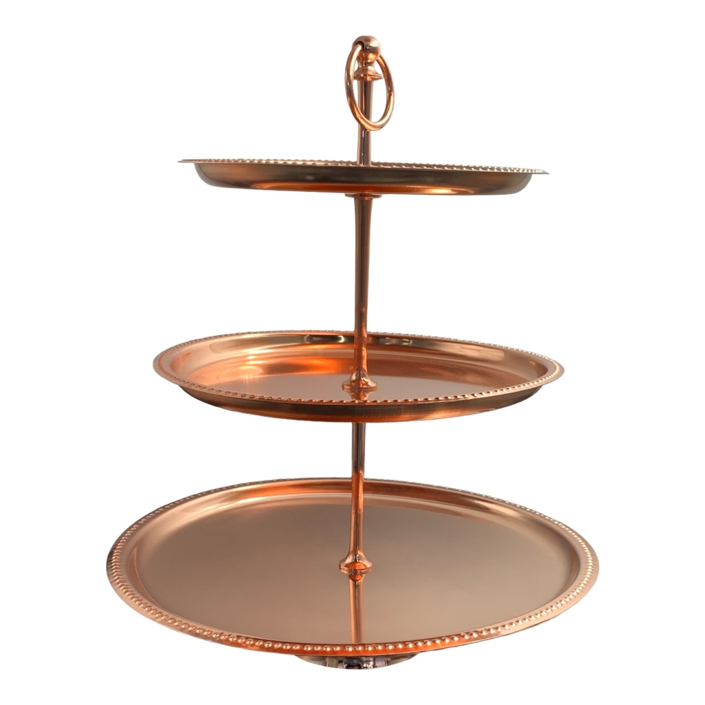 Cake Stand 3T 39Hx32D Cm Round Rose Gold With Dots 32/26/22Cm Crm1347Crm