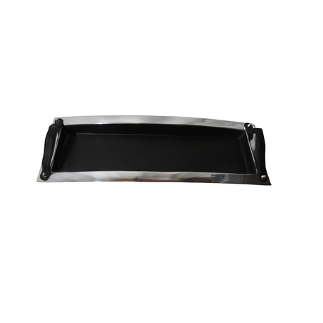 Tray 56X19X4.5Cm Aluminium Curved With Black Coating And Leather Handles Arm5497/L