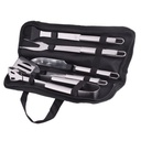 Braai Set 10Pc Set In Black Carry Case - 1Xtong - 1Xlifter - 1Xknife - 1Xmeat Fork - 1Xbrush - 4Xskewers