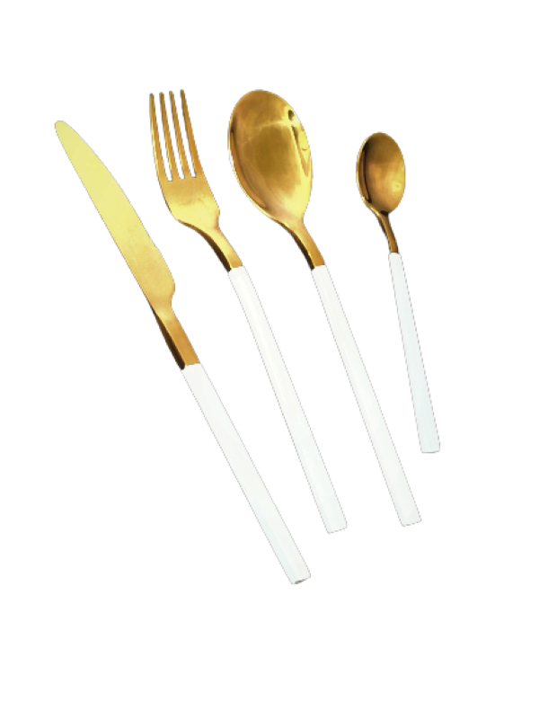 Cutlery Set 24Pc Gold W/Colour Handle Square