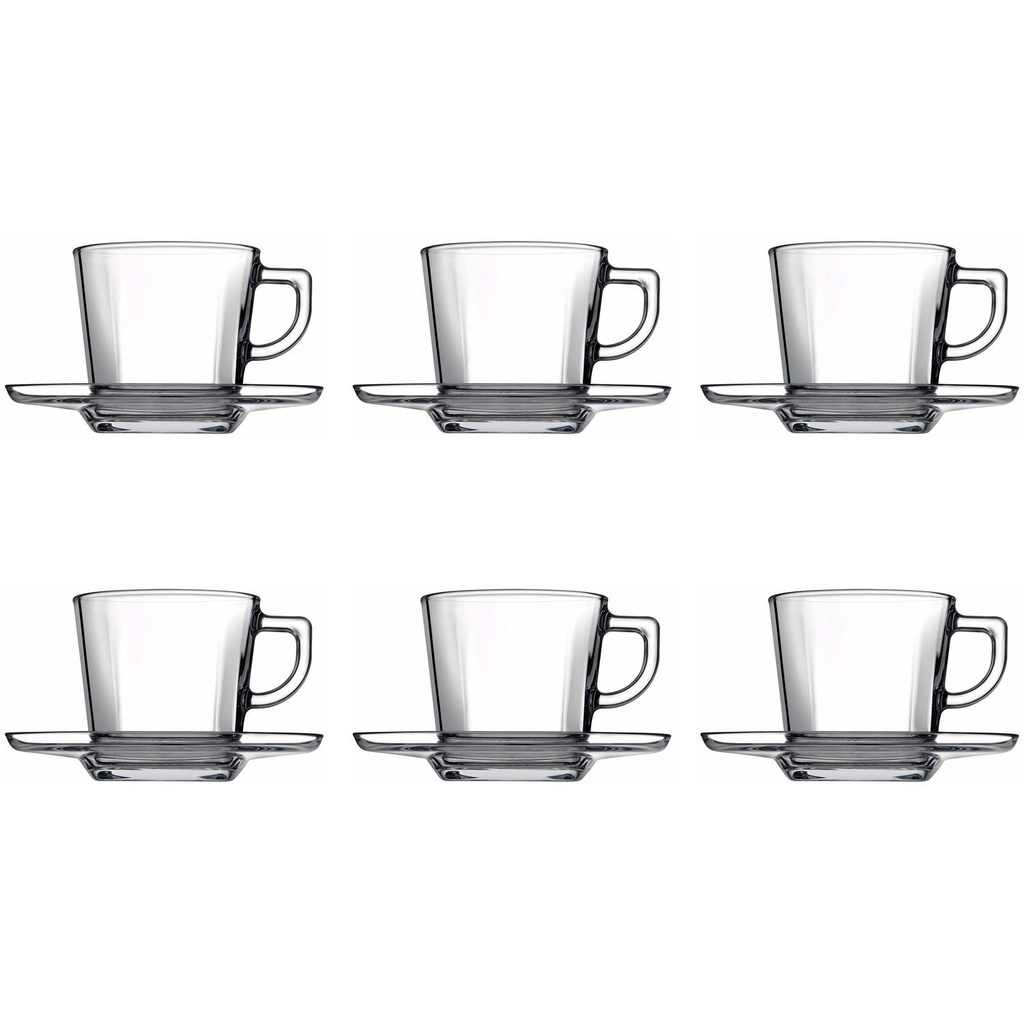 Carre Cup & Saucer 12pc 215cc Glass 95307