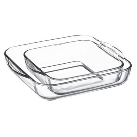 Casserole 2Pc Set Glass (22X22X6.5Cm And 32X32X6Cm)