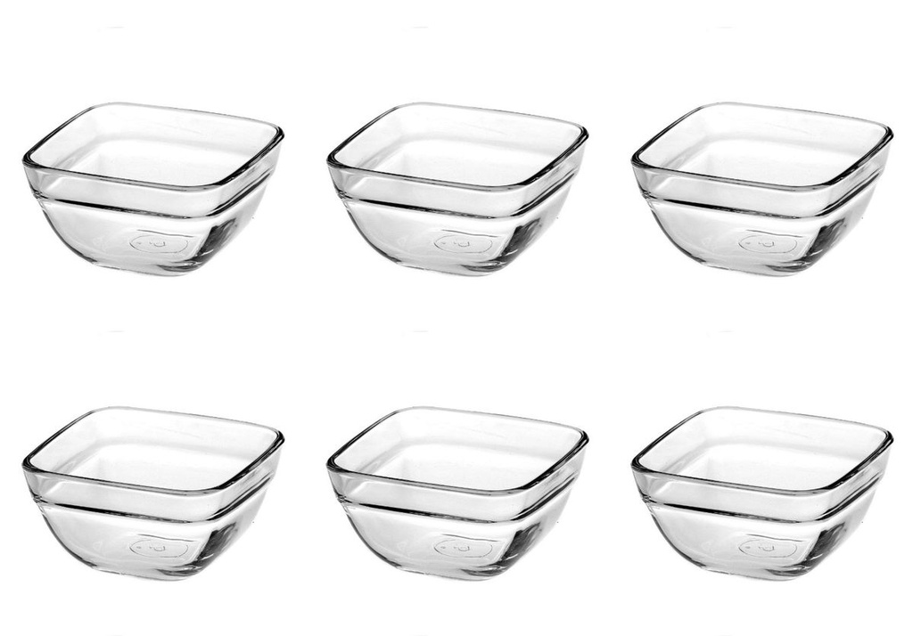 Pudding Bowl 6pc 11x11x6cm Square Glass - 53113