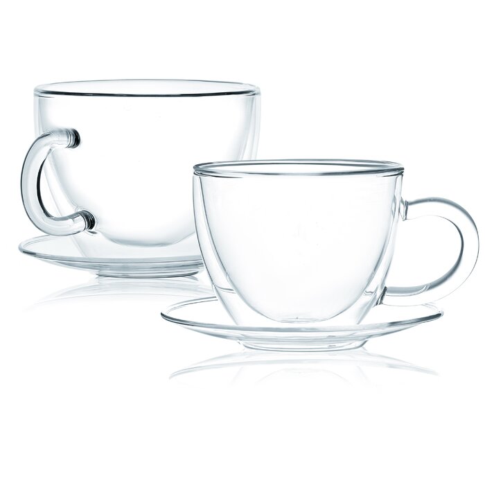 Cup And Saucer 220Ml 2Pc Borosilicate Glass Double Wall 10236