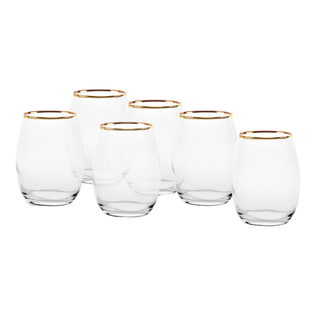 Tumbler 350Ml 6Pc Amber Gold Rim Golden Touch 420825