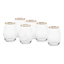 Tumbler 350ml 6pc Amber Gold Rim Glass - Golden Touch - 420825