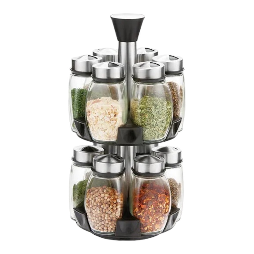 Spice Rack 12Pc 12 Jars With Rotating Stand Aqua 25023