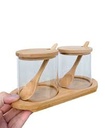 Canister 300Ml 2Pc With Bamboo Teaspoons And Tray Aqua 27049