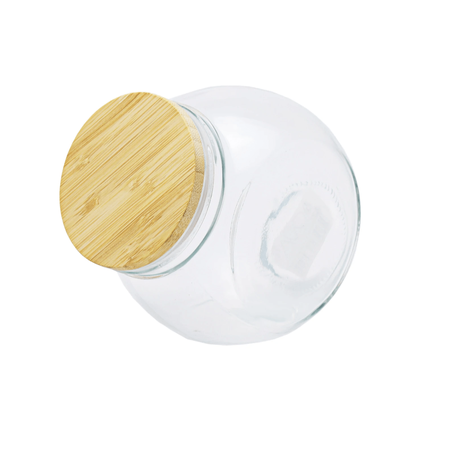 Jar 660Ml Round Glass With Bamboo Lid 27052