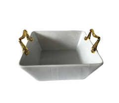 Bowl 24X2410Cm Porcelain With Gold Handles Bj2111021