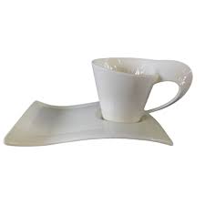 Cup & Wave Saucer Set 250Ml Porcelain 10718