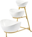 Bowl Set 3Pc 11X6Cm On Gold Metal Stand 8687