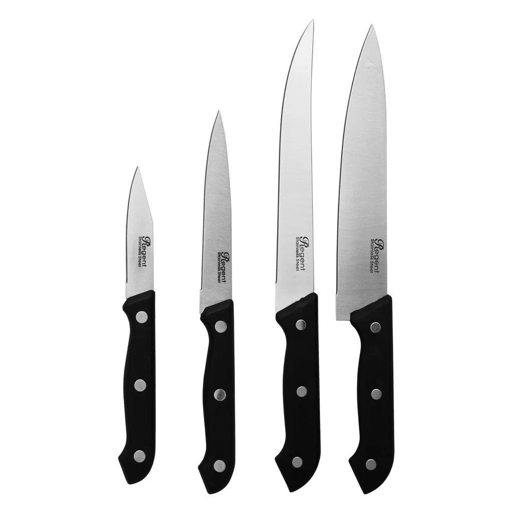 Knife Set 4pc (Chef, Carving, Utility & Paring Knives) Regent - 21128