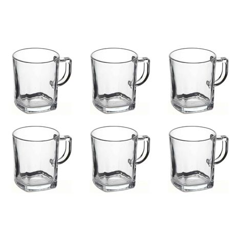 Mug 240Ml 6Pc Set Square Clear Glass Rvt22-009