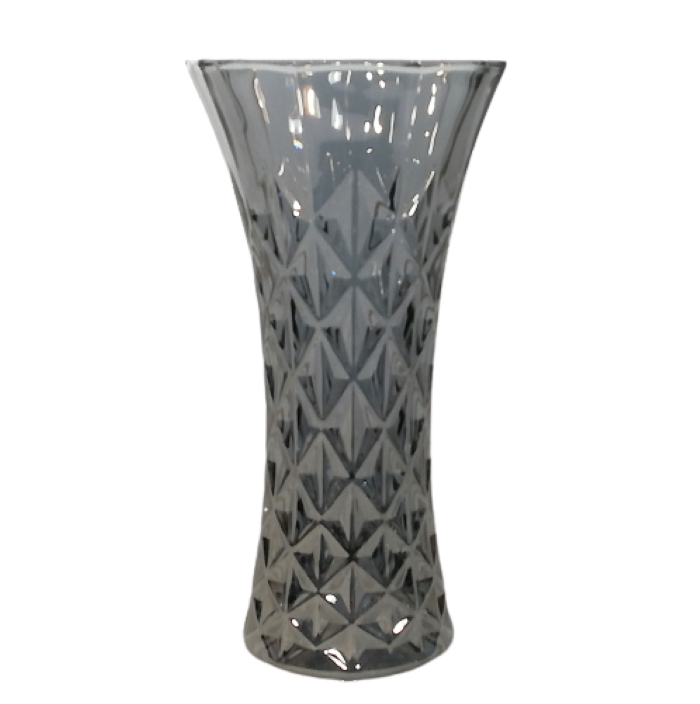 Glass Vase 29.4Cm D/Pattern Smoke Rvt389