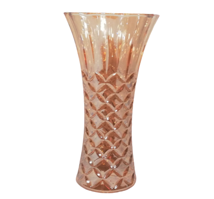 Glass Vase 29.4Cm D/Pattern Gold Rvt386