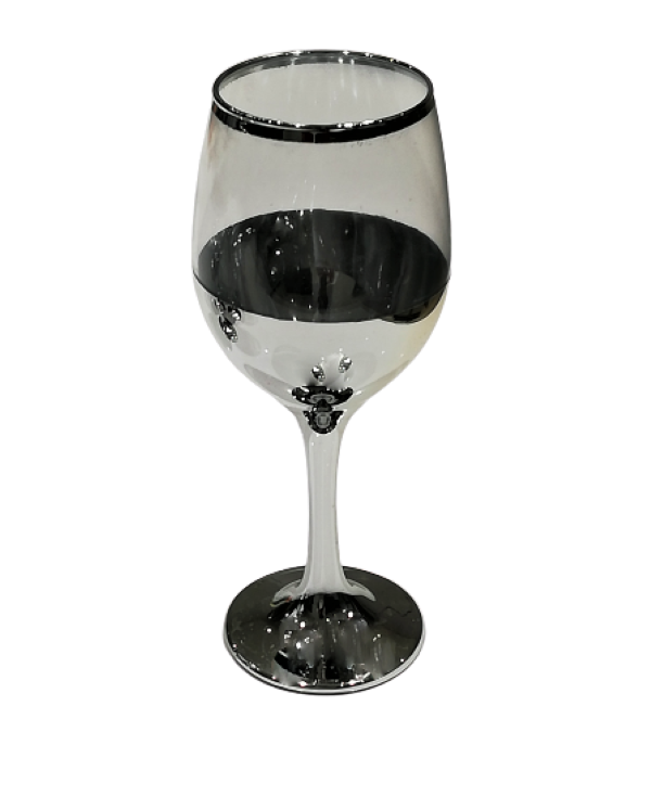 Wine Goblet 6Pc 310Ml Silver Baseandrim Rvt590