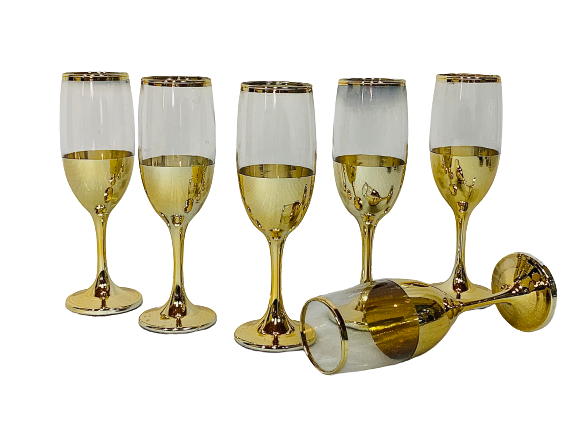 Champagne 6Pc 190Ml Gold Baseandrim Rvt591