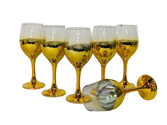 Wine Goblet 6Pc 310Ml Half Coloured Rvt358