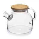 Teapot 1L Traditional Borisilicate Glass With Wooden Lid